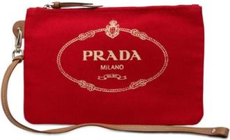 Prada Pre-owned Canvas Pouch - Dames - Vintage Clutch - Rood - ONE Size - Leer - Vintage