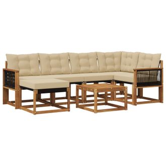 vidaXL Conjunto De Sof&aacute;s De Exterior Con Coj&iacute;n 7 Pcs Natural Y Beige Vidaxl