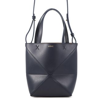 Loewe Navy Leather Handbag Tote Bag (Pre-Owned)