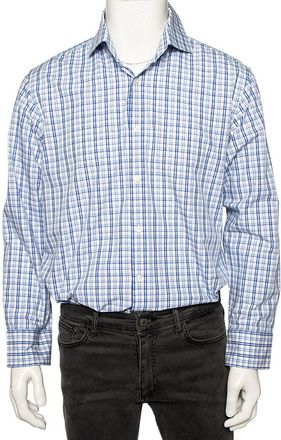 HUGO BOSS Boss By Hugo Boss Blue Checkered Cotton Button Front Regular Fit Shirt
