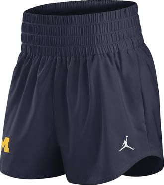 Nike Womens Michigan Primary Logo One Jordan Brand Dri-FIT College Shorts in Blue | 0JOW41SMWN-KBF