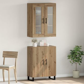 Berkfield Home Highboard Artisan oak Two-piece set Engineered wood in Brown