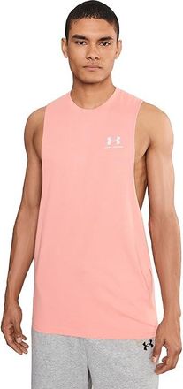 Under Armour Logo Cutoff Tank Top Mens T Shirt Posh Pink/White : MD, Polyester