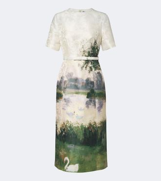 LEO LIN Elizabeth printed jacquard midi dress