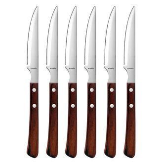 Amefa Estuche de 6 cuchillos carne Madera