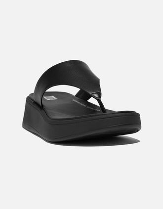 FitFlop Womens Fitflop F-Mode Toe Post Leather Womens All Black Sandals - Size: 5