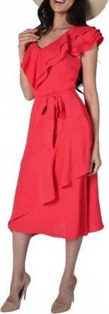 Frank Lyman Design Belted Sun Dress In Coral