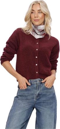 Object Object, Truien & Vesten, Dames, Rood, XS, Objagate L/S Re Knit Cardigan Noos