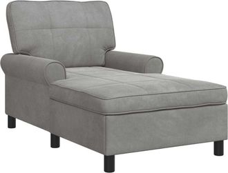 vidaXL Chaise Lounge with Cushion Light Grey 91 x 157 x 91 cm Velvet vidaXL