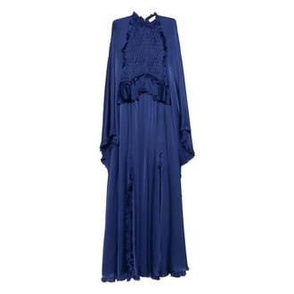 Zimmermann Hypnotic Smocked Flutter Dress - female - Zimmermann - Maxi Dresses - Blue - XS - Dresses