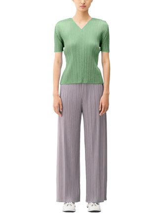 Issey Miyake Pleated Polyester Blouse - Green