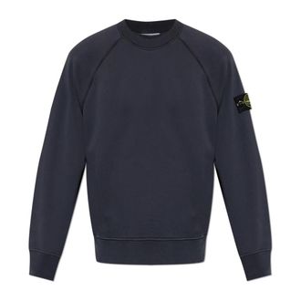 Stone Island Logo Patch Sweatshirt - Heren - Sweatshirts - Blauw - M - Katoen - Hoodies & sweatvesten