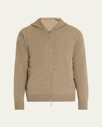 Loro Piana Mens Duo Cashmere Hooded Zip Sweater