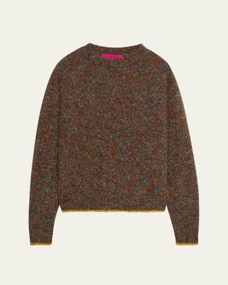 The Elder Statesman Mens Wool and Cashmere Confetti Crewneck Sweater