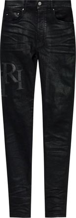 Amiri WAXED STAGGERED LOGO SKINNY JEAN Size: 36-35, colour: BLACK