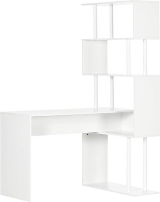 HOMCOM Homcom - Scrivania Moderna a l in Truciolato per Studio e Ufficio con Ripiano a s