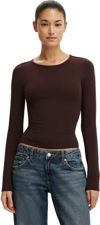 Cotton On Womens Everyday Smooth Long Sleeve in Dark Oak at Nordstrom, Size Xx-Small