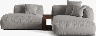 MICADONI Modulares 3-Sitzer Design Ecksofa Martina inkl. Beistelltisch - Strukturstoff Hellgrau