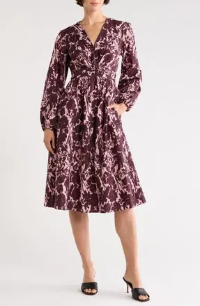 Derek Lam Valerie Twist Front Long Sleeve Dress in Mauve Fleur at Nordstrom Rack, Size 12