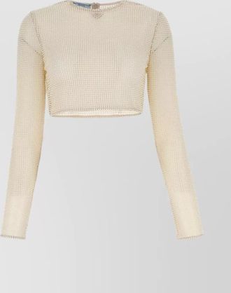 Prada beaded sheer ribbed crop