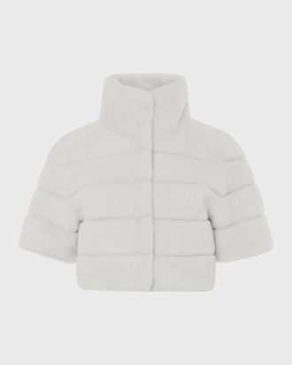 Gorski Reversible Lamb Shearling Bolero Jacket With Cropped Sleeves