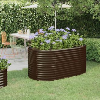 vidaXL Jardinera Arriate Acero Galvanizado Marr&oacute;n 152x80x68 Cm Vidaxl