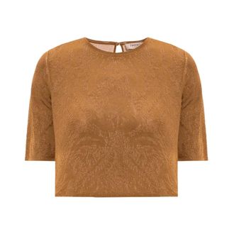 Twinset Blouses, female, Brown, Size: XS Woven-pattern Top