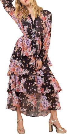 Hale Bob Long Sleeve Adalee Midi Dress
