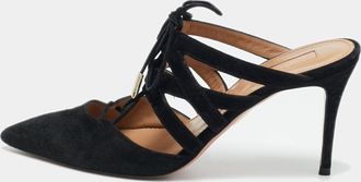 Aquazzura Black Suede Belgravia Mules