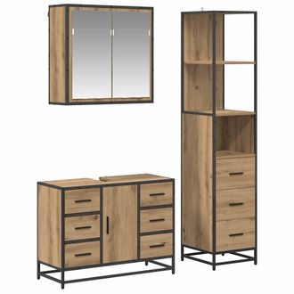 vidaXL Juego De Muebles De Ba&ntilde;o Con Caj&oacute;n 3 Pcs Roble Artisan Vidaxl
