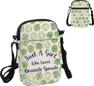 Generic PYOUL Vegetable Lover Gift Who Loves Brussels Sprouts Crossbody Bag Vegetable Lover Gift Travel Bag Healthy Green Throw Merch (Brussels Sprouts CB)