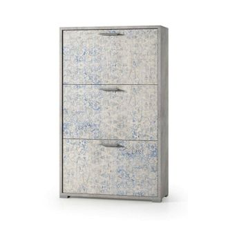 Dmora Dmora Zapatero Peonia, Mueble De Entrada Polivalente Con 3 Puertas Abatibles, Zapatero De Doble Profundidad, 100% Made In Italy, Cm 67x28h112, Cemento