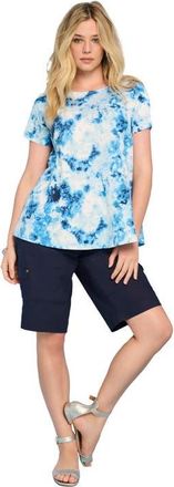 Roaman's Plus Size Ultimate Cotton Crewneck Short Sleeve Swing Tee in Blue Textured Tie Dye at Nordstrom, Size Medium