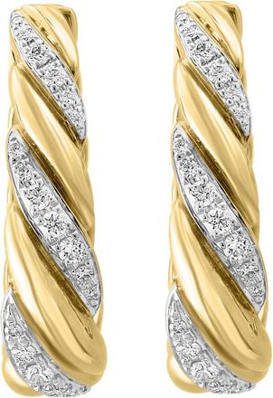 Effy 14K Yellow & White Gold Diamond Twisted Hoop Earrings in 14K Gold at Nordstrom