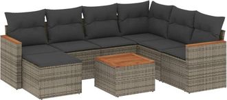 vidaXL Vidaxl - Set De Sof&aacute;s De Jard&iacute;n 8 Pzas Y Cojines Rat&aacute;n Sint&eacute;tico Gris