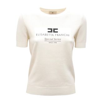 Elisabetta Franchi Knitted Wool Jumper Ivory Model - female - Elisabetta Franchi - T-Shirts - White - XS - Tops