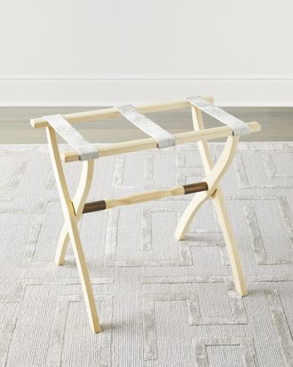 Gate House Furniture Wood Contour Leg Luggage Rack with Metal Accents