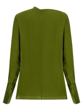 Tom Ford Draped Neck Silk Blouse - olive green