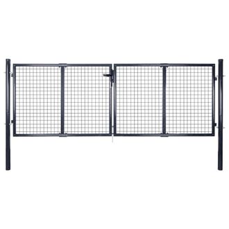Berkfield Home Mesh Garden Gate Galvanised Steel 289x75 cm Grey