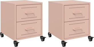 vidaXL Mesitas de noche 2 unidades acero rosa 36x39x43,5 cm Vidaxl