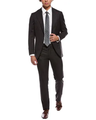 Isaia Marechiaro Wool Suit With Flat Front Pant