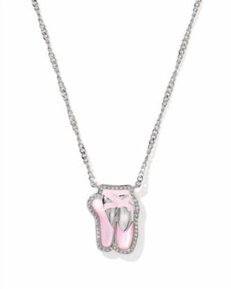 Kendra Scott Womens Ballet Short Pendant Necklace In Silver Blush Mother Of Pearl