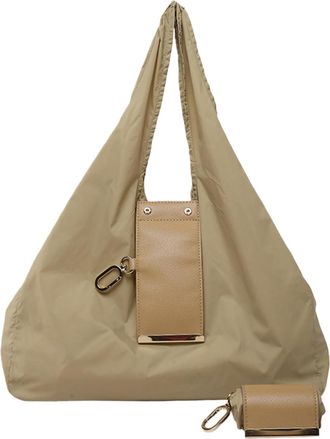 Generic Keychain Tote Bag, Foldable Expandable Mini Tote with Key Ring Bag Compact for Shopping Travel Daily Use Reusable Grocery (Khaki,Small)