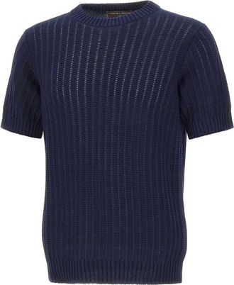 FILIPPO DE LAURENTIIS Filippo De Laurentis Sweaters Blauw - Heren - Ronde hals truien - Blauw - 2XL - Katoen - Truien & Vesten