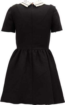 Valentino Garavani Black Mini Dress with Embellished Womens Collar