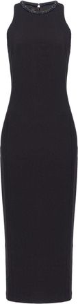 Pinko rhinestone-embellished midi dress - women - Elastane/Viscose - 44 - Black