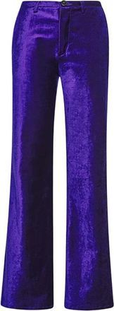 Forte_Forte Wijde broek - Dames - Wijde Broeken - Paars - XL - Katoen - Broeken