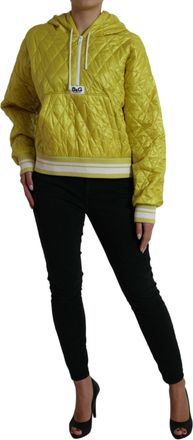 Dolce & Gabbana Womens Yellow Nylon Quilted Hooded Pullover Jacket Clothing