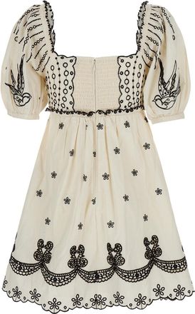 Sea New York Womens White Dress With All-Over Embroidery Cotton