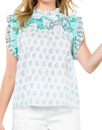 THML Clothing Flutter Sleeve Print Top In Multi